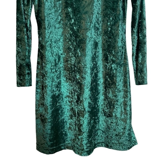 Vintage Cartesian Sport Green Velour Mock Neck Long Sleeve Dress Sz.S - Picture 5 of 10